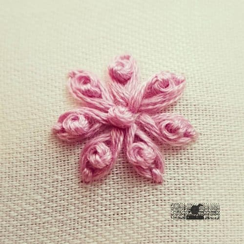 embroidery beautiful pink flower knitdo