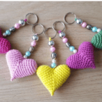 crochet heart keychain